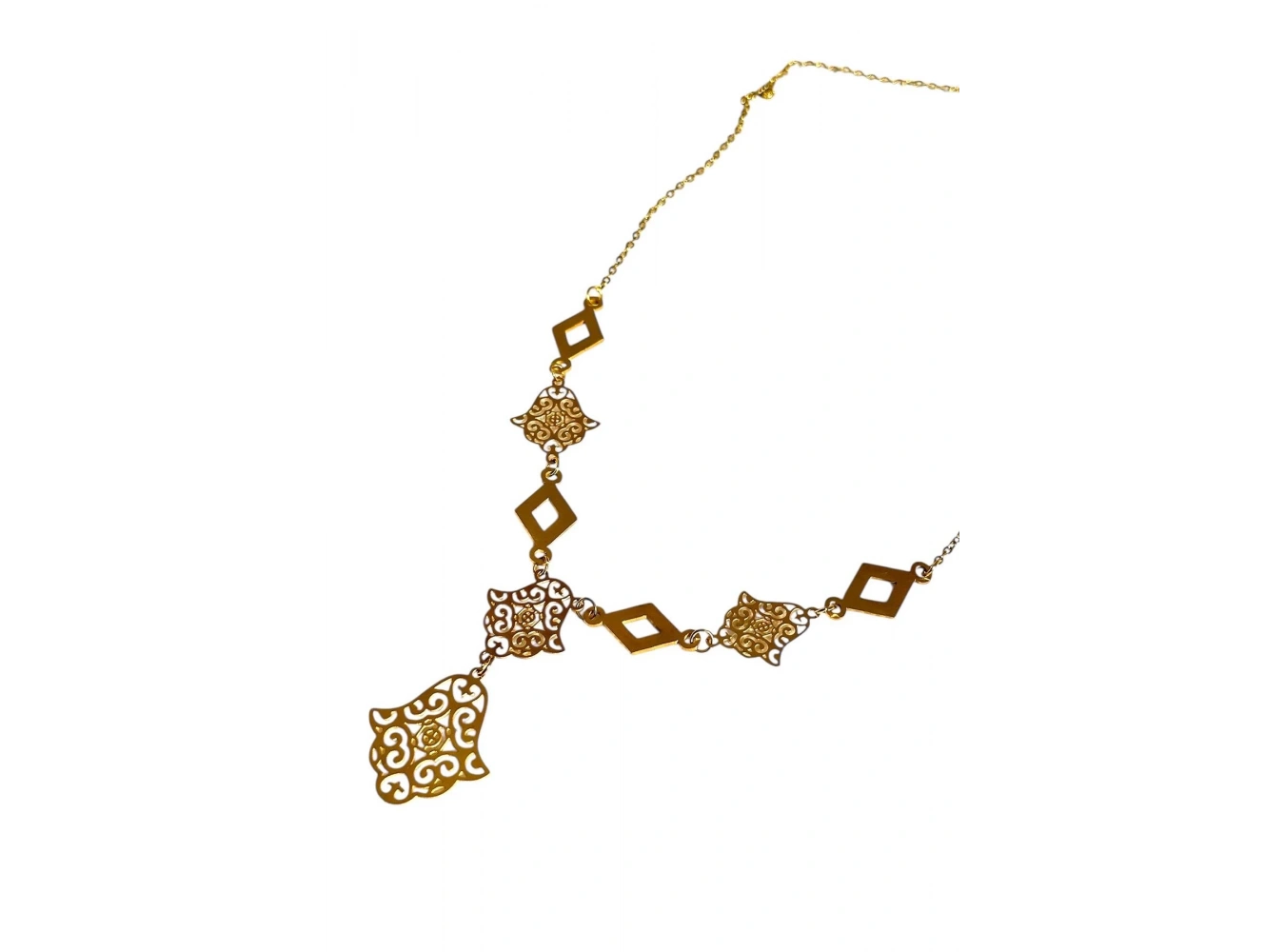 Altın Renk Fatma Ana Eli Figürlü Çelik Kolye