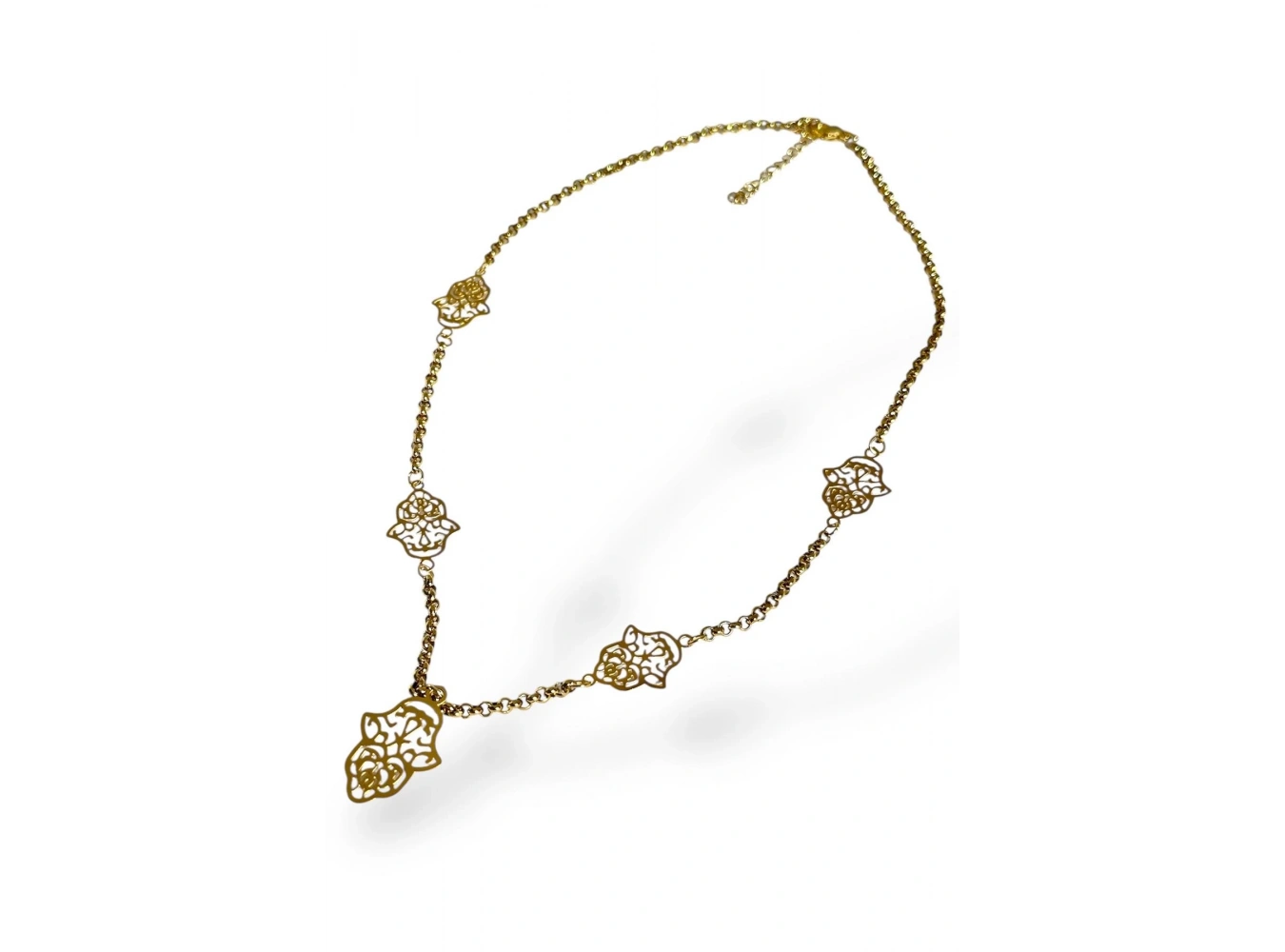 Altın Renk Fatma Ana Eli Figürlü Çelik Kolye