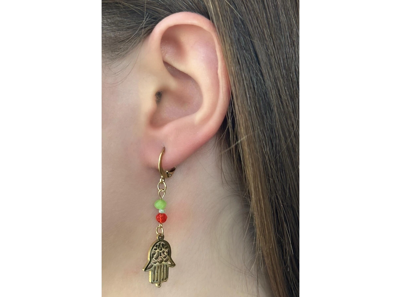 Altın Renk Fatma Ana Eli Figürlü Çelik Küpe (Çift)