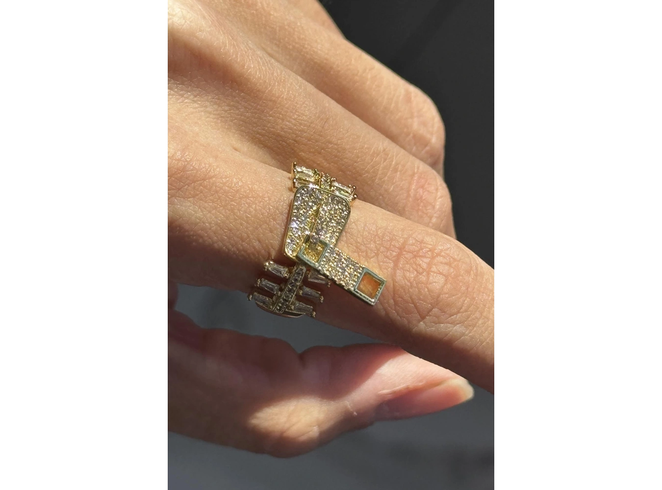 Altın Renk Fermuar Figürlü Ayarlanabilir Yüzük