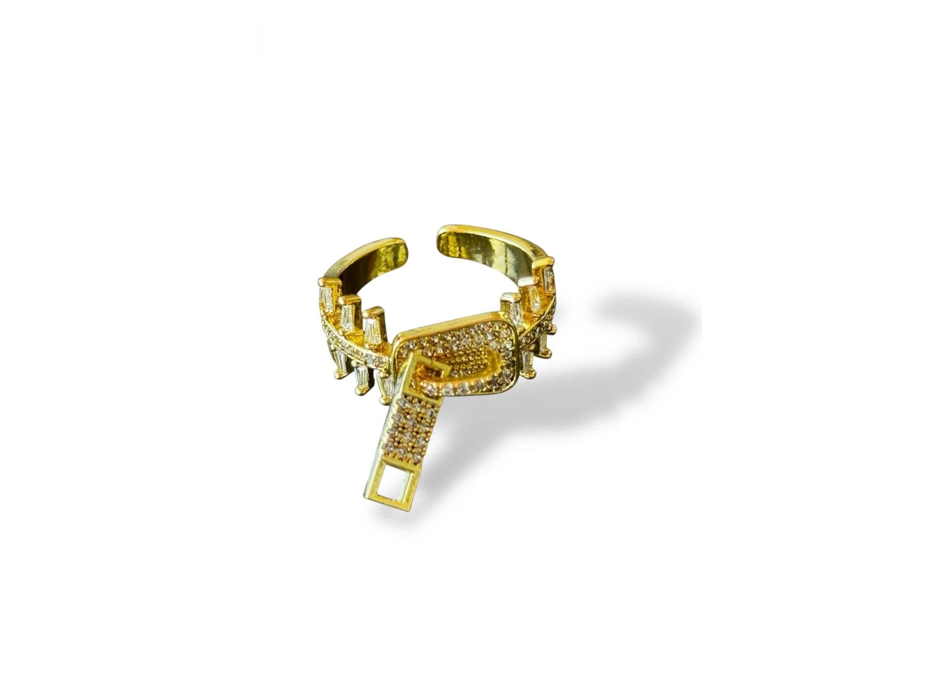 Altın Renk Fermuar Figürlü Ayarlanabilir Yüzük