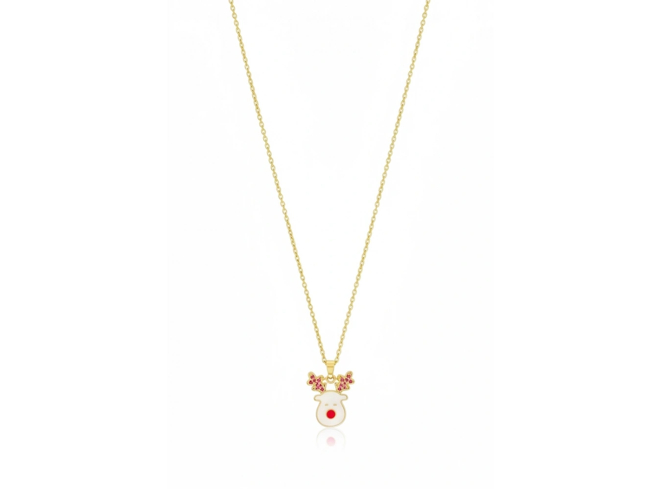 Altın Renk Geyik Figürlü Çelik Yılbaşı Kolyesi