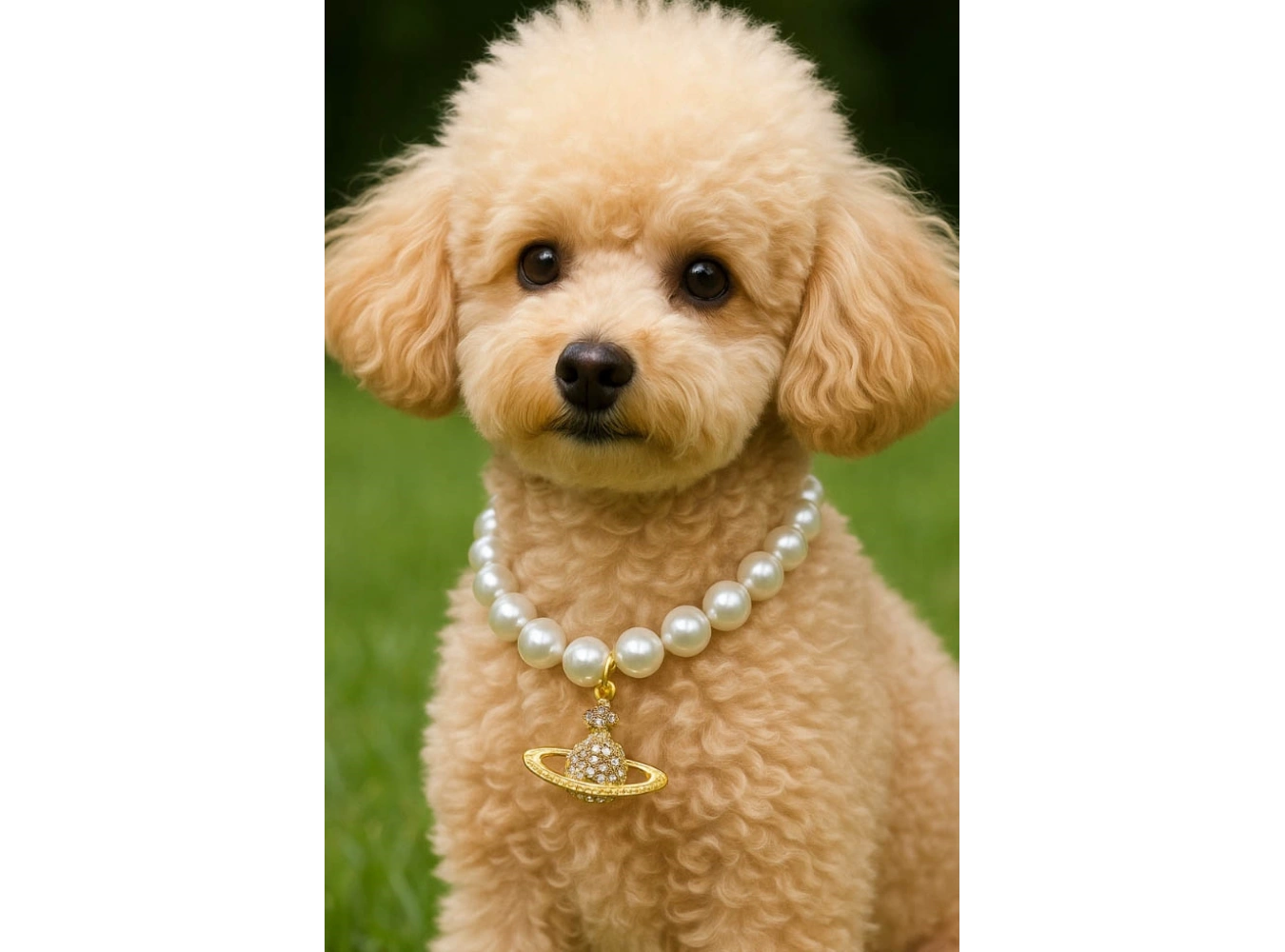 Altın Renk Gezegen Figürlü İnci Detaylı L Beden Kedi Köpek Tasma