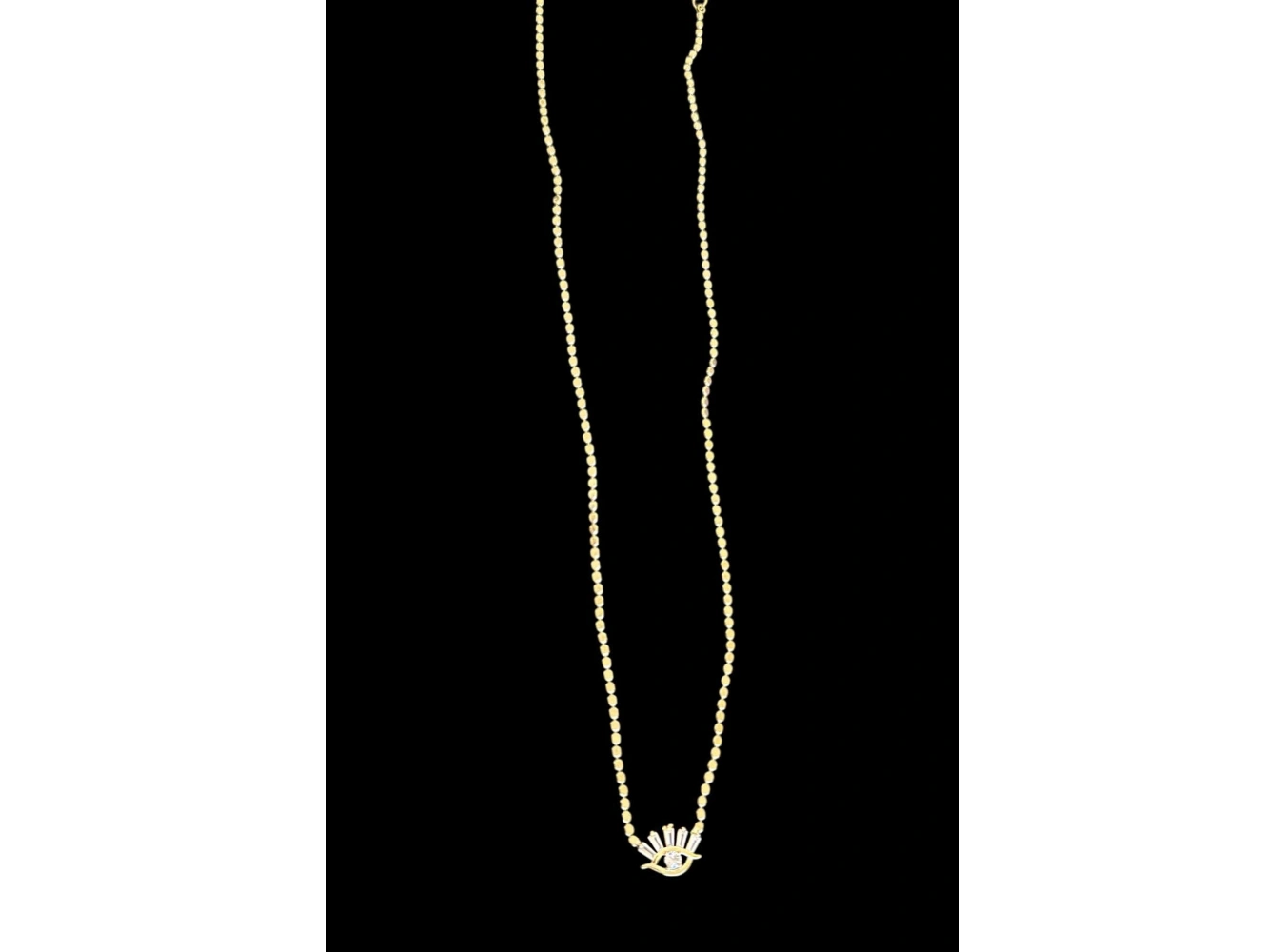 Altın Renk Göz Detaylı 14k Altın Kaplama Vip Ezme Zincir Kolye