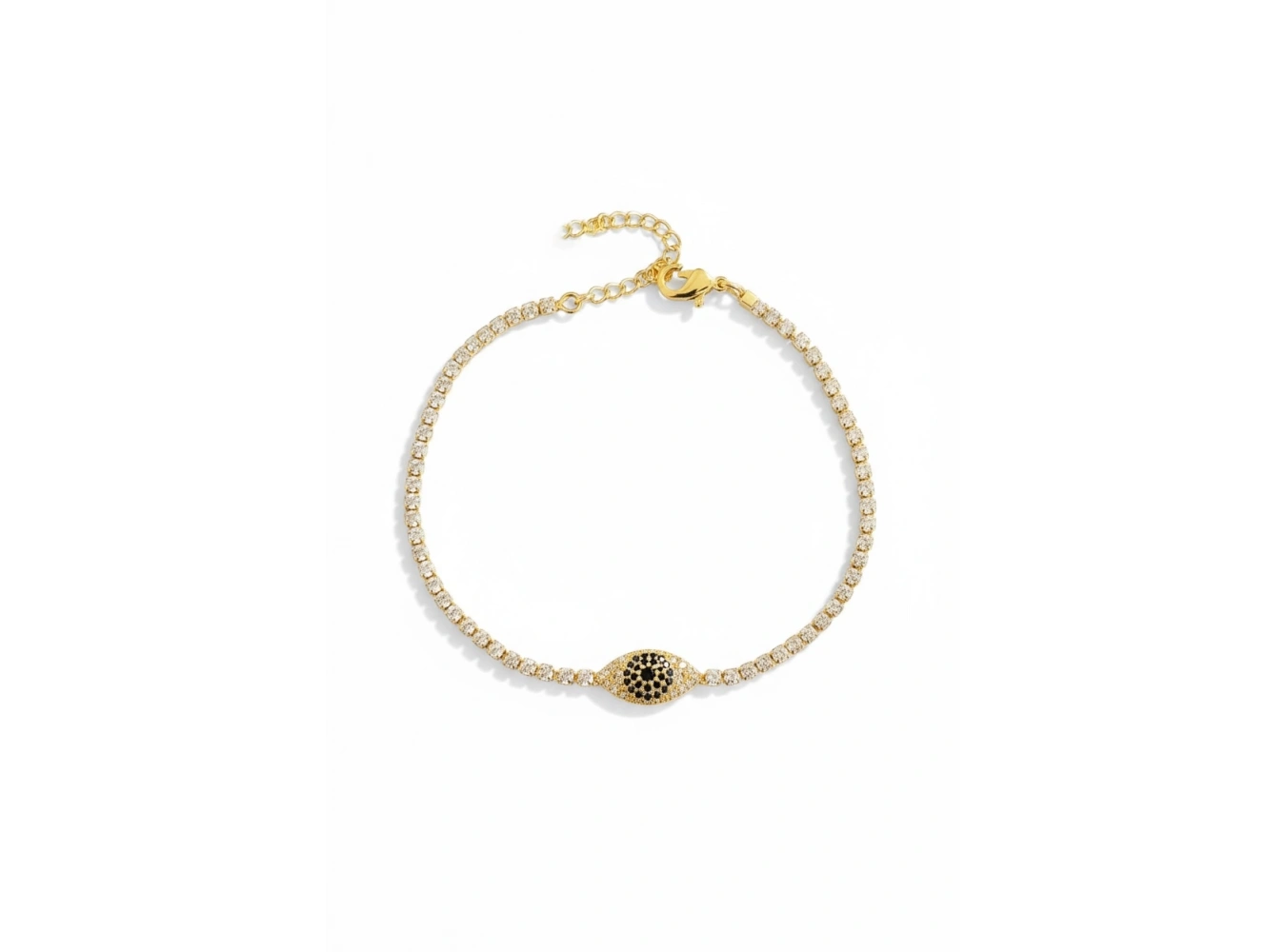 Altın Renk Göz Detaylı Taşlı 14K Altın Kaplama Tx Bileklik