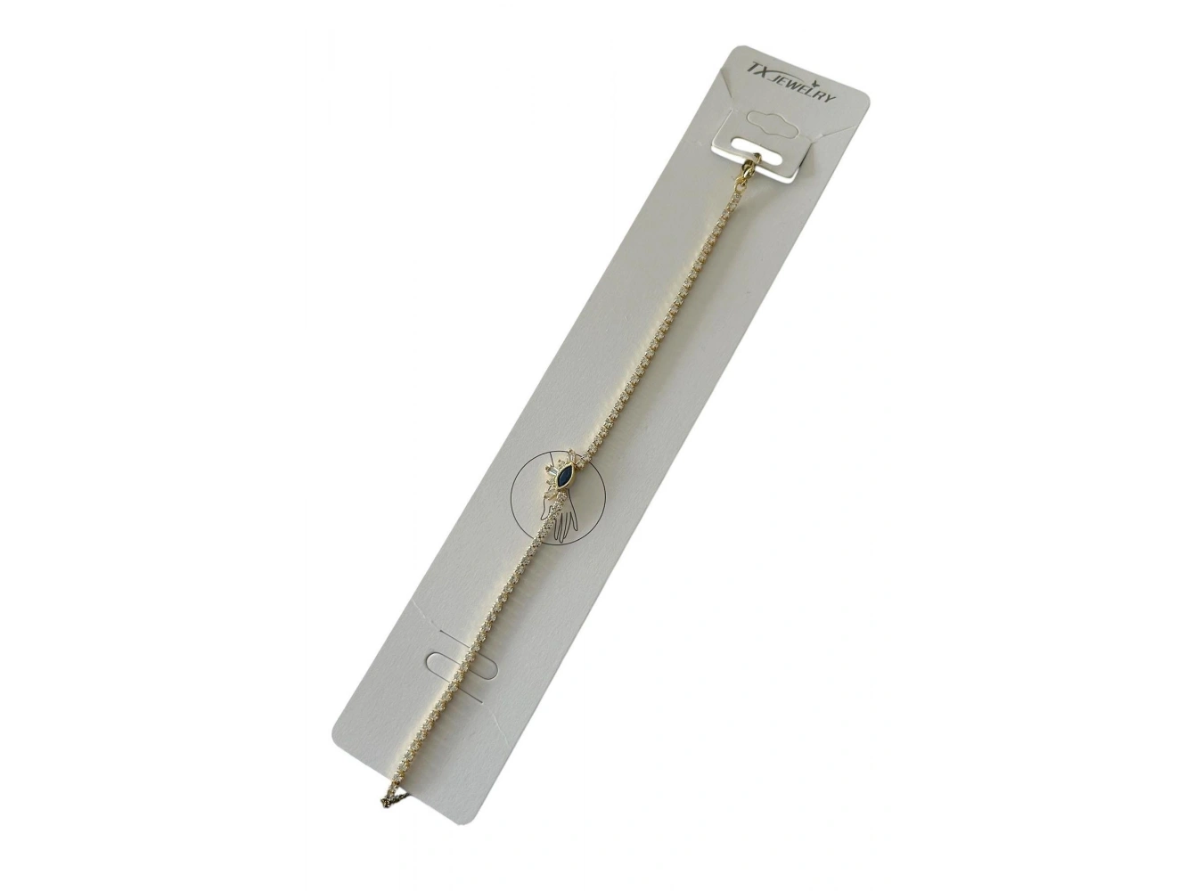 Altın Renk Göz Detaylı Taşlı 14K Altın Kaplama Tx Bileklik