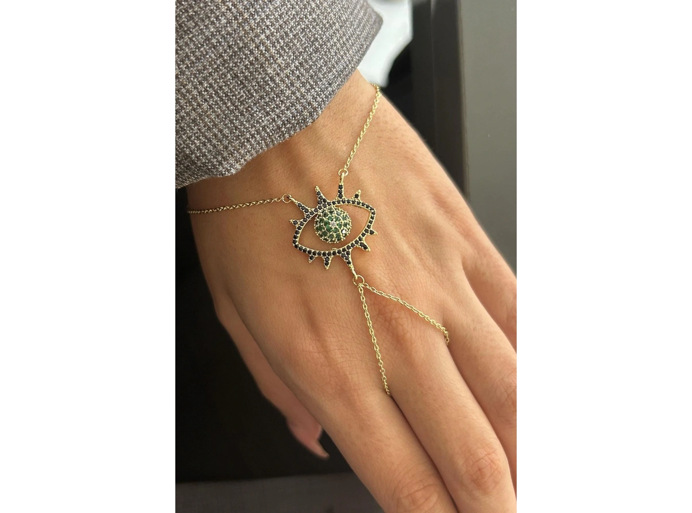 Altın Renk Göz Figürlü 14K Altın Kaplama TX Şahmeran