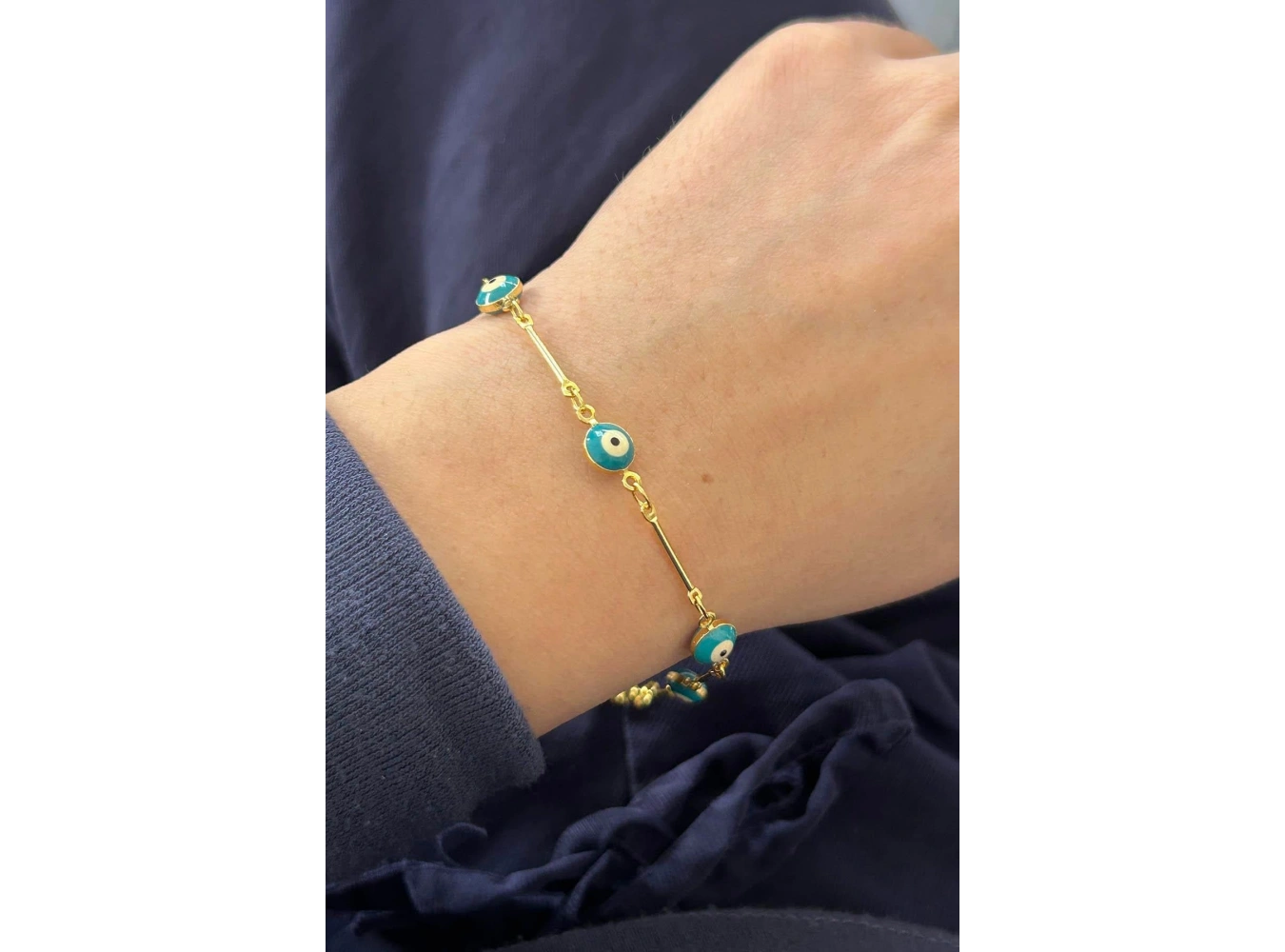 Altın Renk Göz Figürlü Bileklik