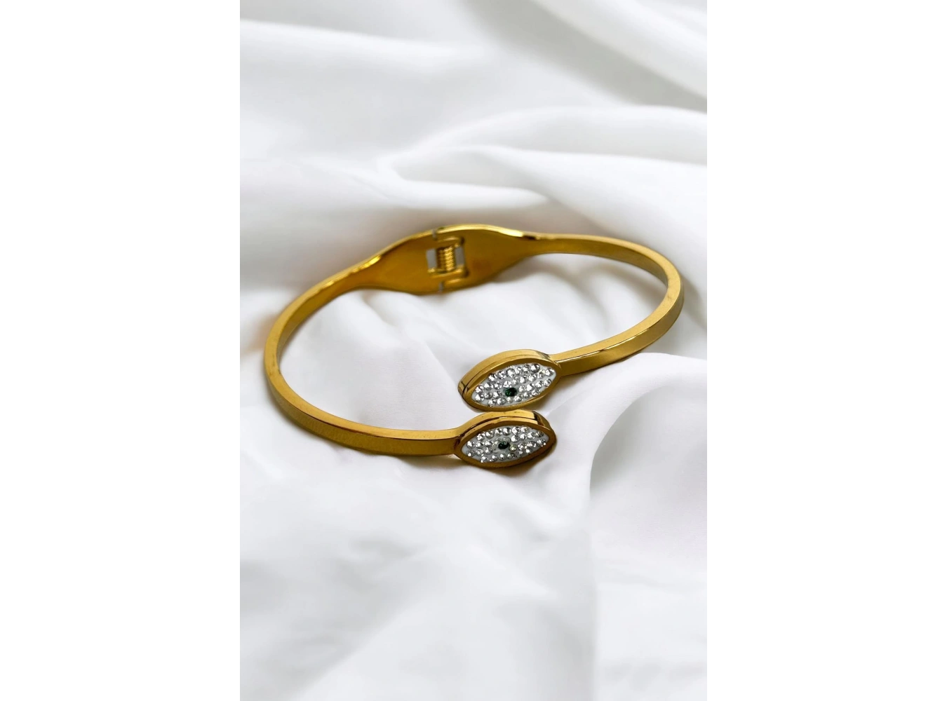 Altın Renk Göz Figürlü Çelik Kelepçe Bileklik