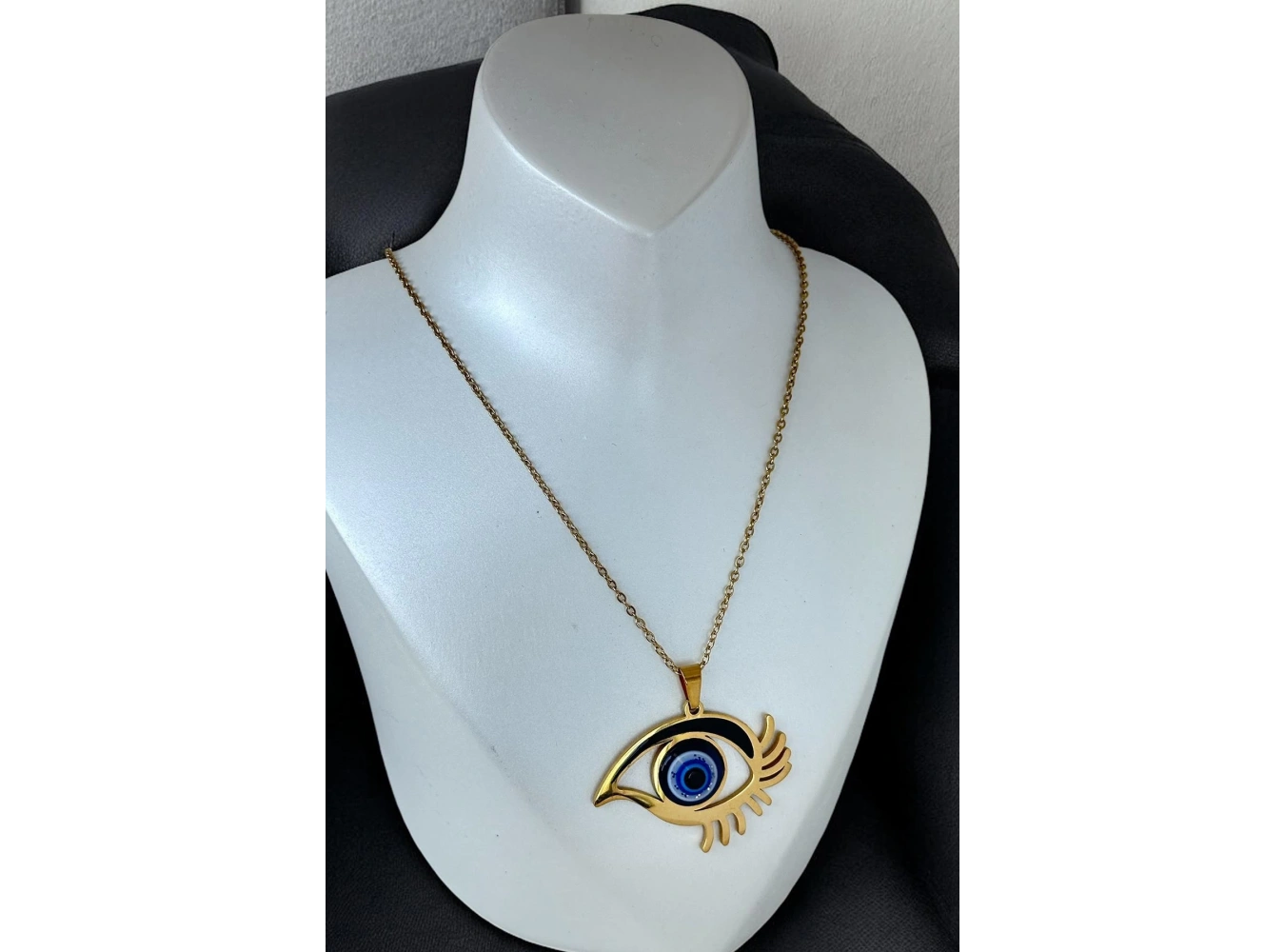 Altın Renk Göz Figürlü Çelik Kolye