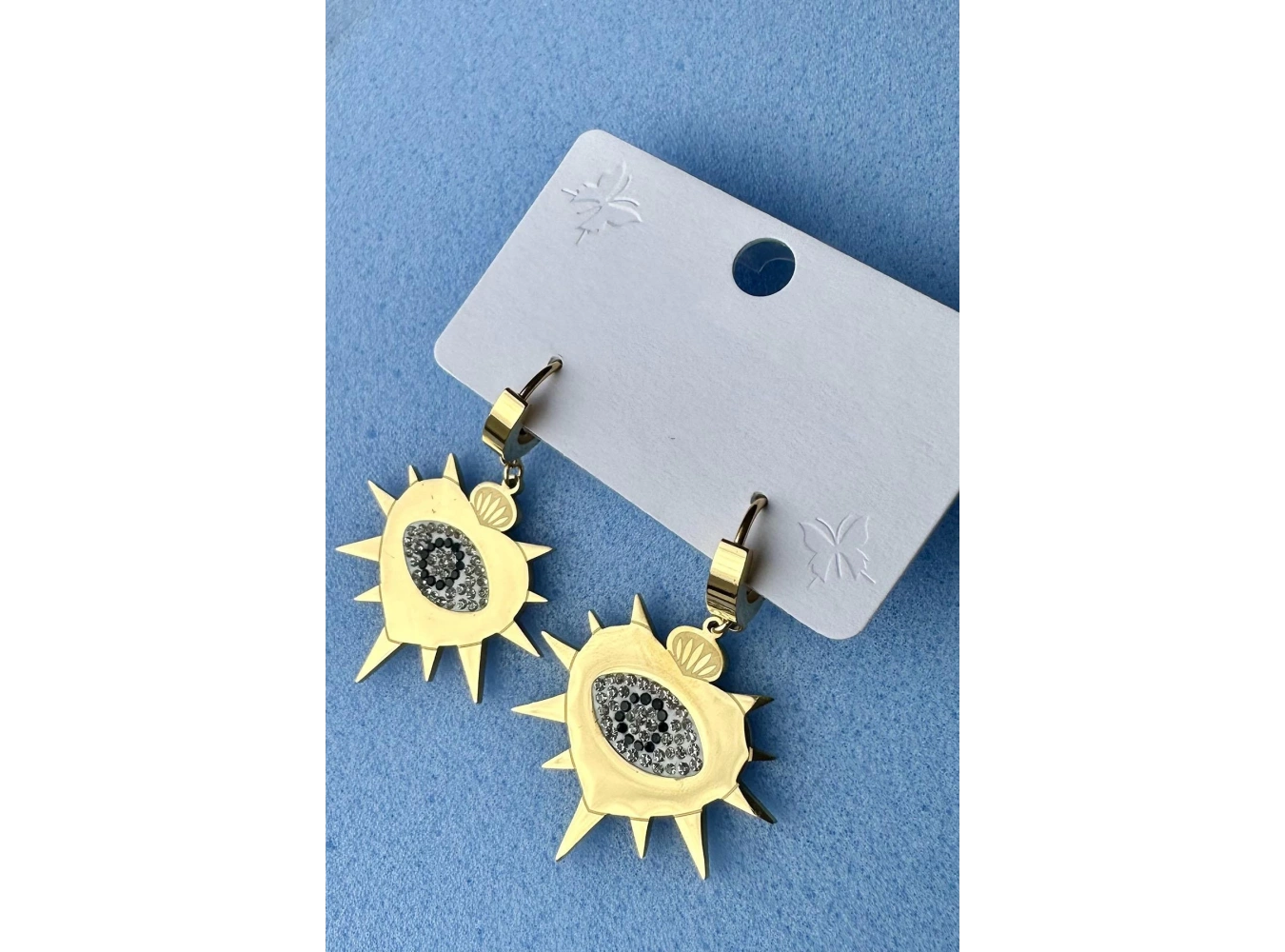 Altın Renk Göz Figürlü Çelik Küpe (Çift)