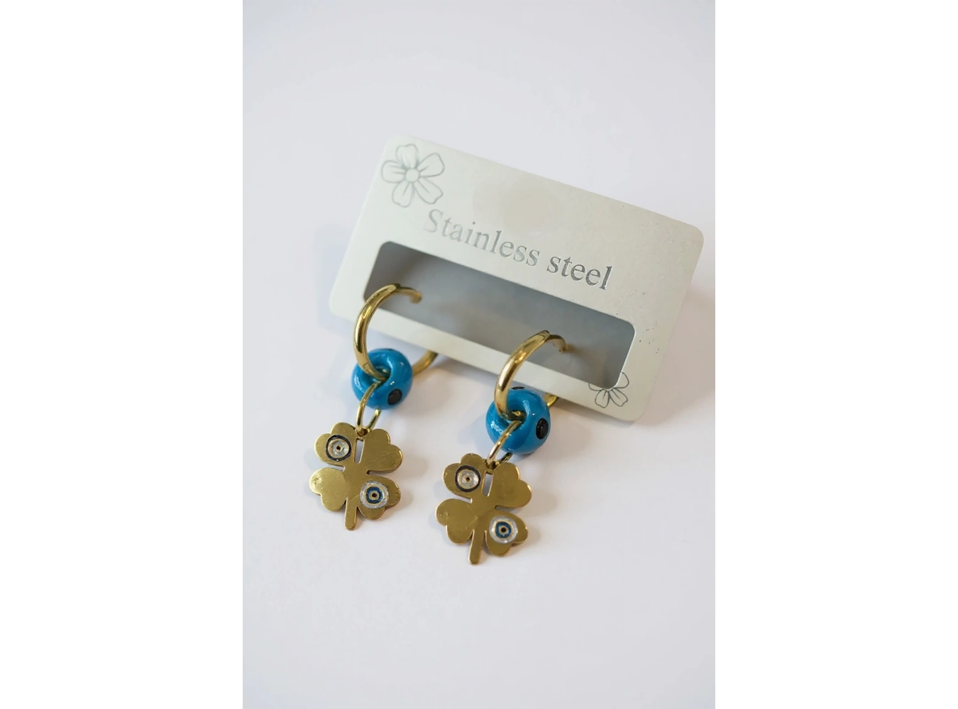 Altın Renk Göz Figürlü Çelik Küpe (Çift)