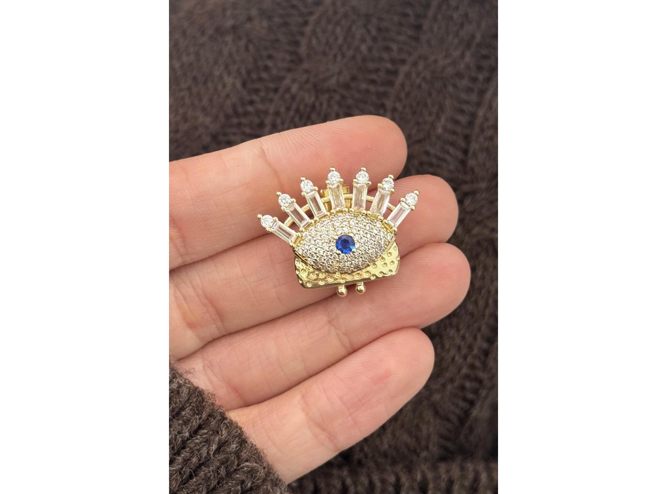 Altın Renk Göz Figürlü Taş Detaylı Ajda Charm / Kolye/ Bileklik Ucu