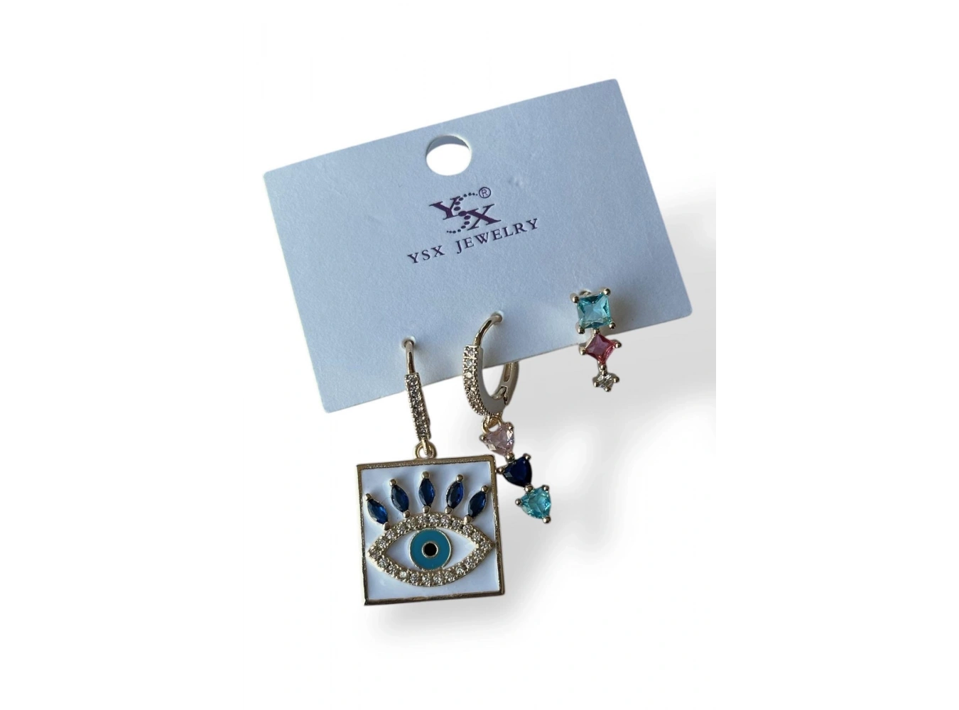 Altın Renk Göz Figürlü VİP 3lü YSX Küpe Set