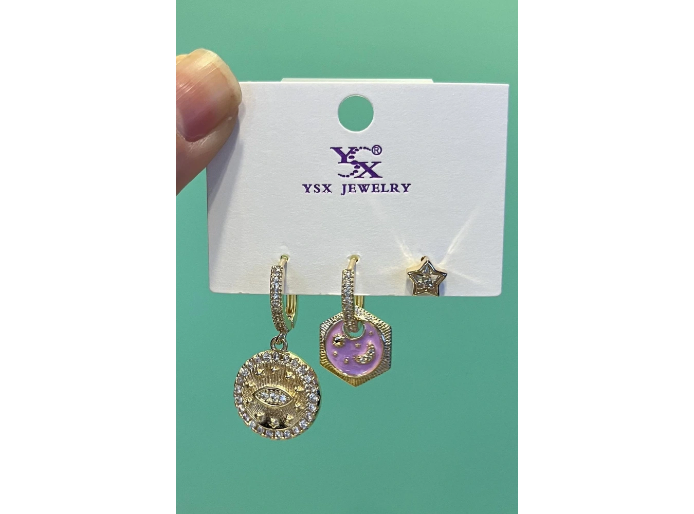 Altın Renk Göz Figürlü VİP 3lü YSX Küpe Set