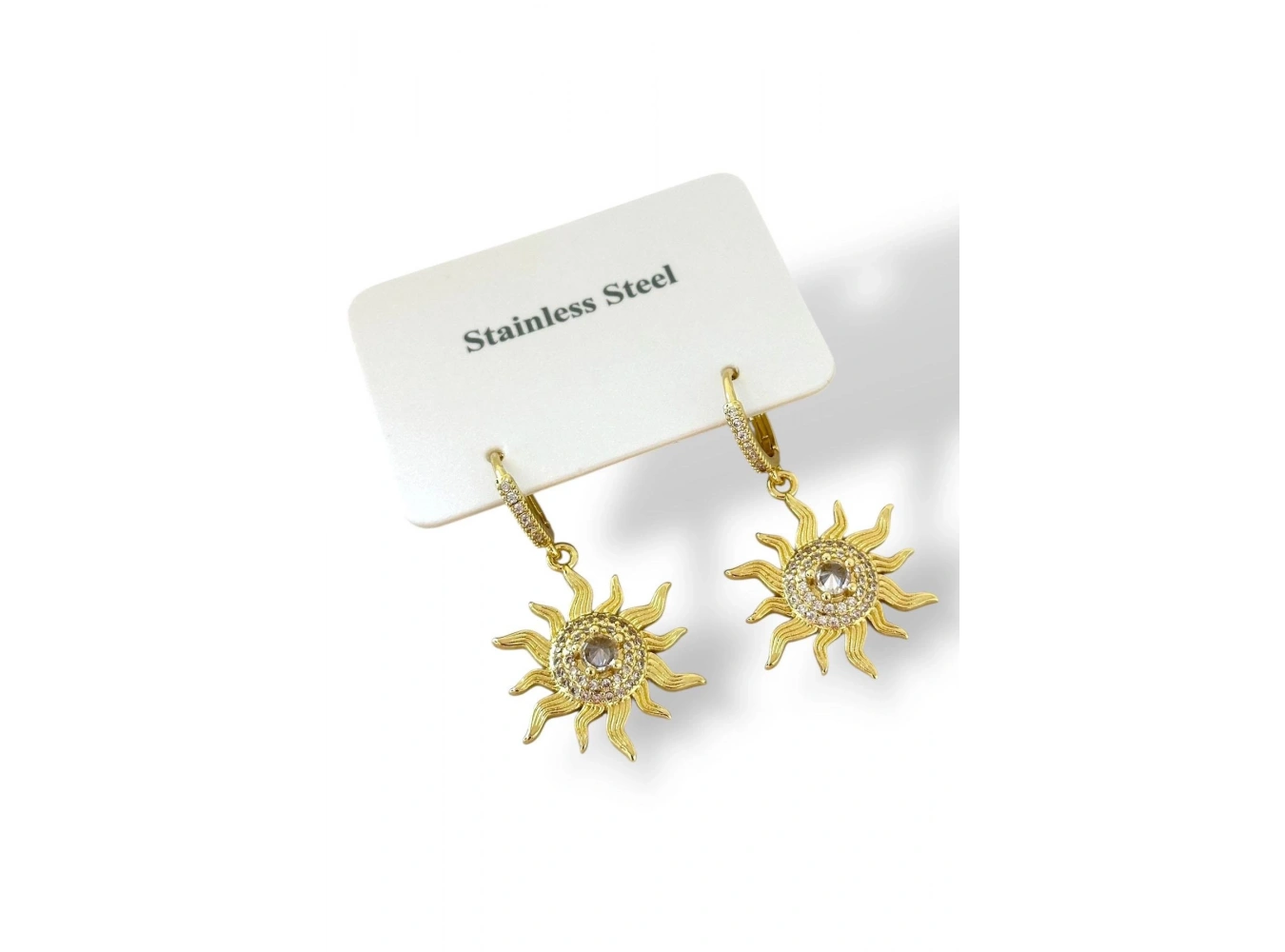 Altın Renk Güneş Figürlü Çelik Küpe (Çift)