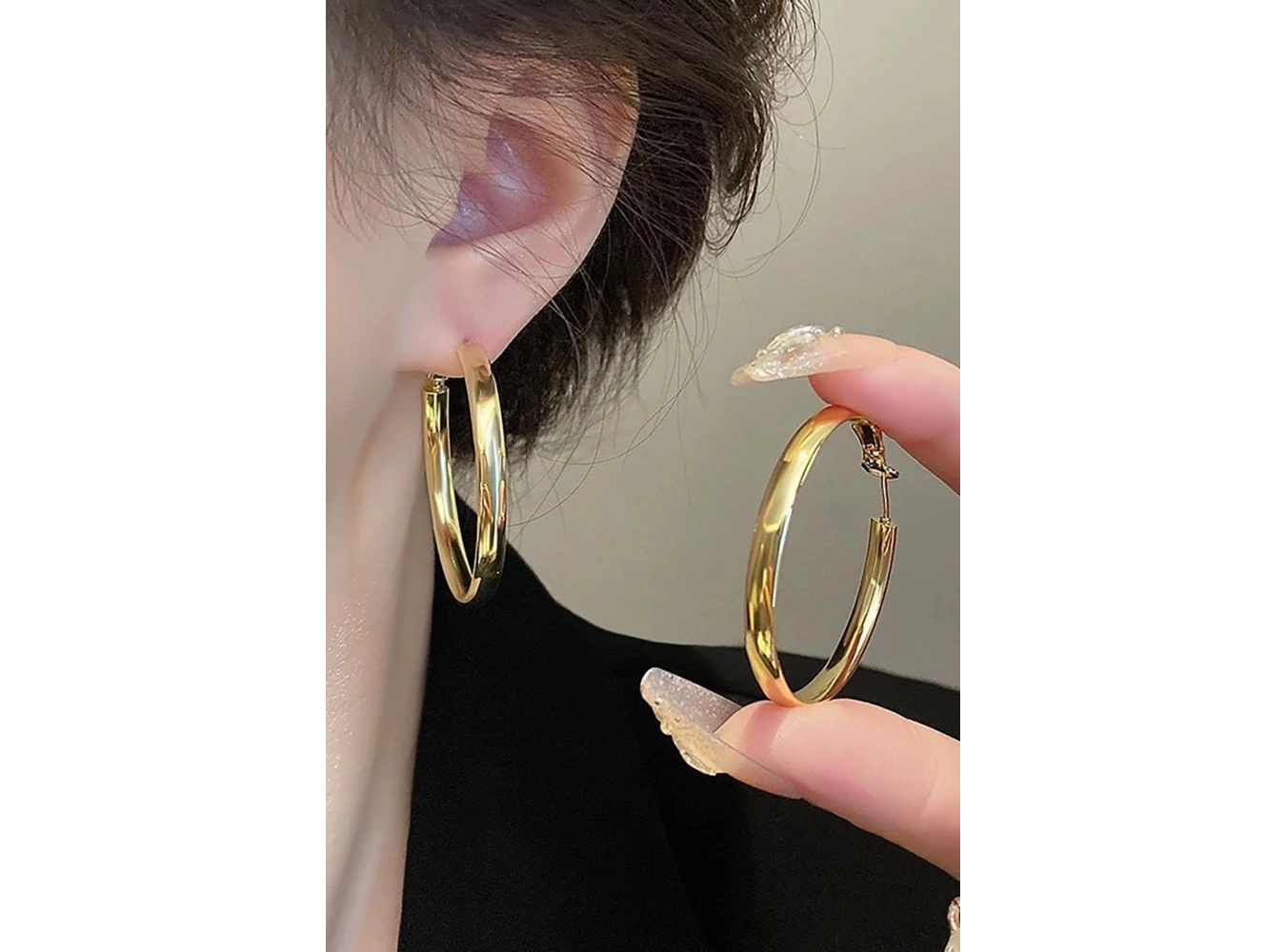 Altın Renk Halka Küpe 60MM (Çift)