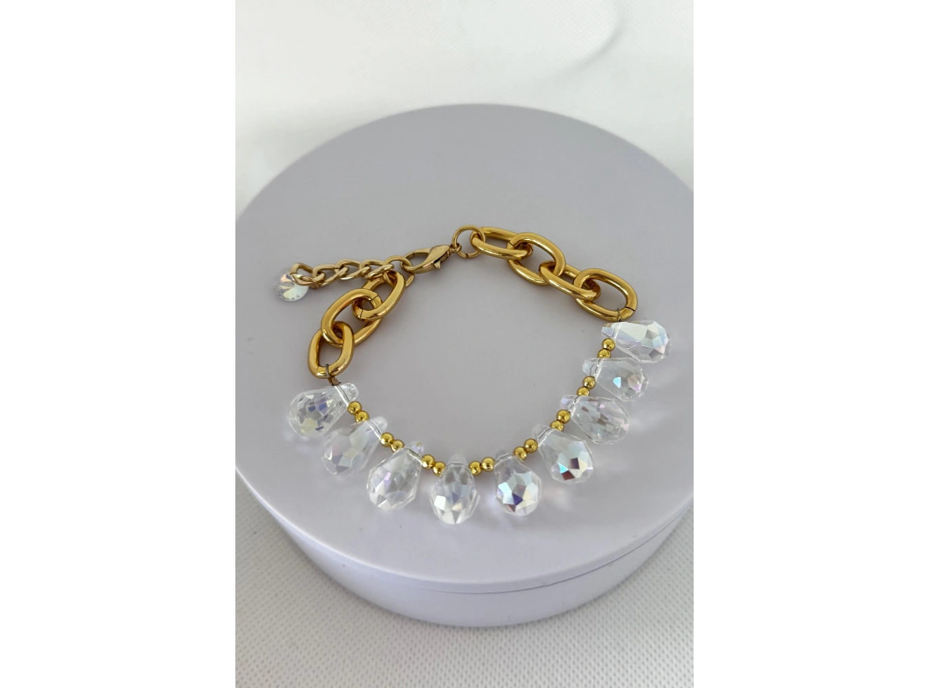 Altın Renk Hologram Taş Detaylı Bileklik