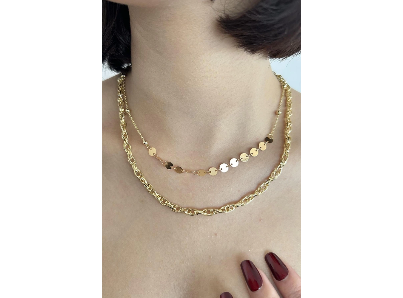 Altın Renk İkili Kolye