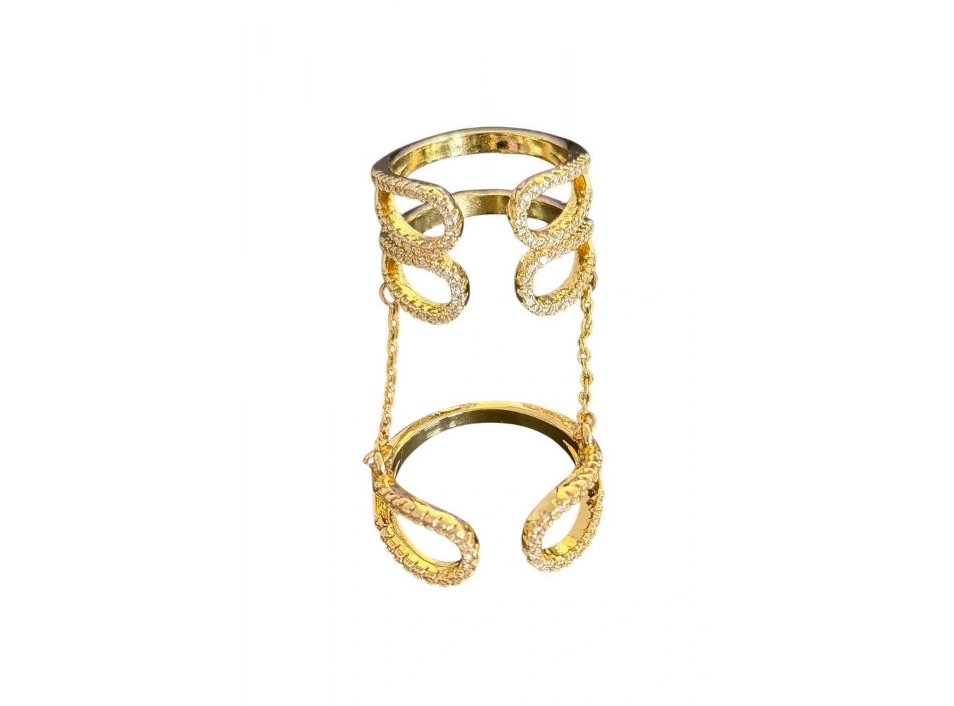 Altın Renk İkili Taşlı Ayarlanabilir Yüzük