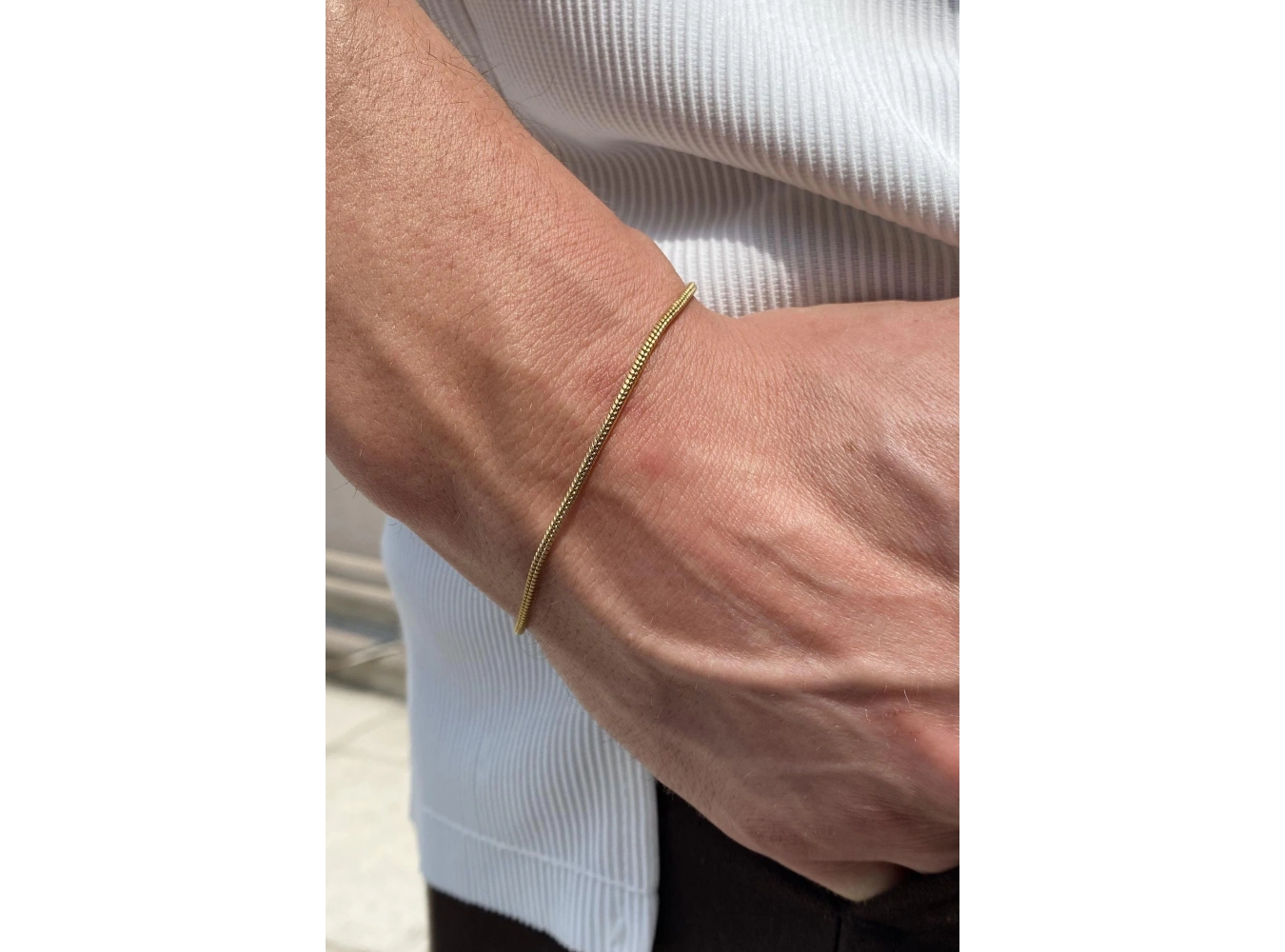 Altın Renk İnce Zincir Çelik Bileklik (Unisex)