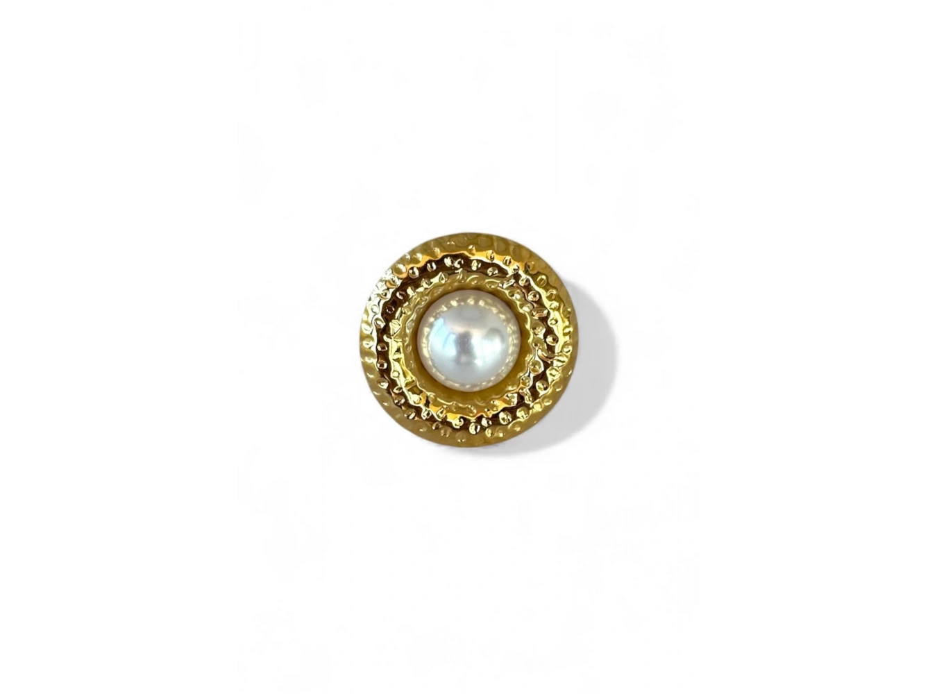 Altın Renk İnci Detaylı Ayarlanabilir Çelik Yüzük