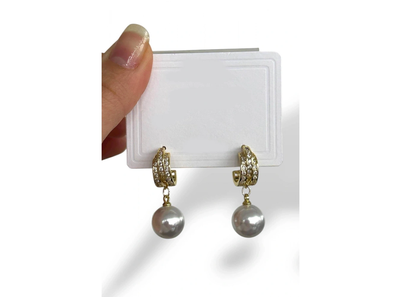 Altın Renk İnci Detaylı Küpe (Çift)