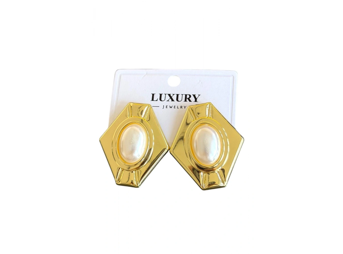Altın Renk İnci Detaylı Metal Küpe (Çift)