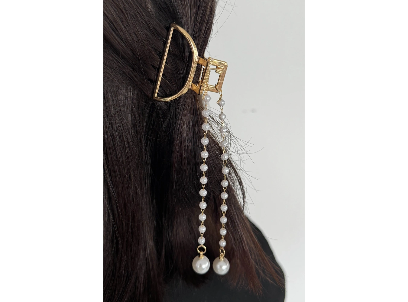 Altın Renk İnci Detaylı Mini Metal Mandal Toka