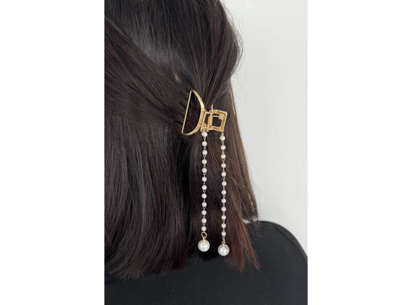 Altın Renk İnci Detaylı Mini Metal Mandal Toka