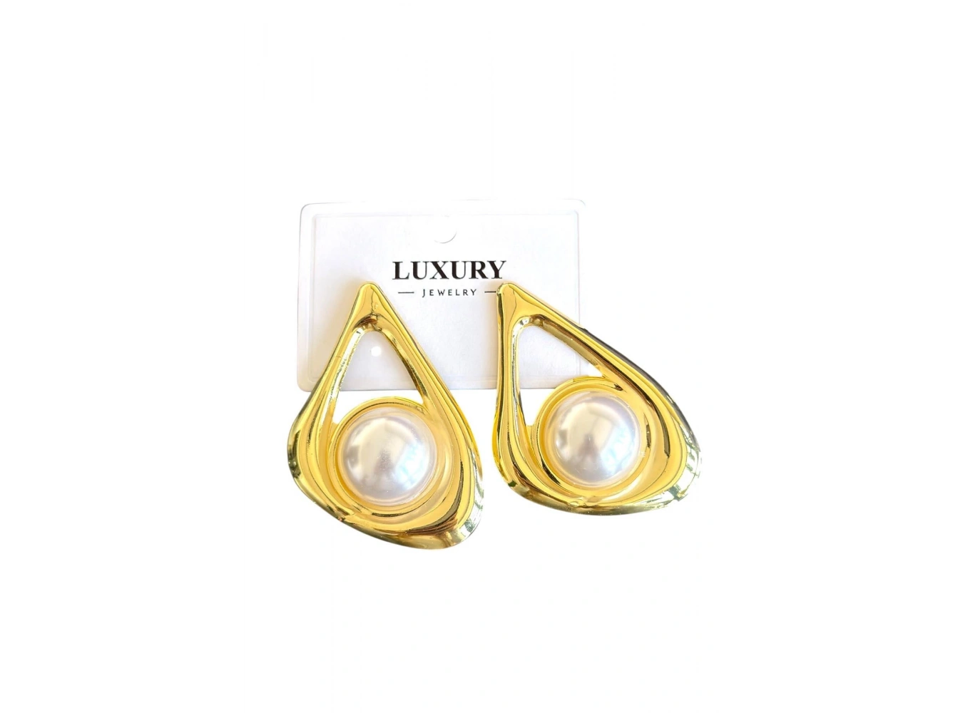 Altın Renk İnci Detaylı Sallantılı Küpe (Çift)