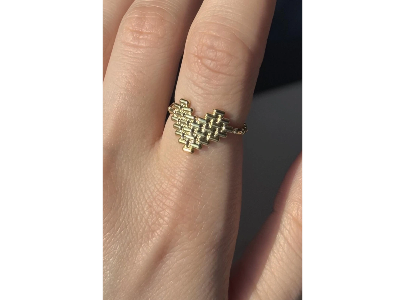 Altın Renk Kalp Detaylı Ayarlanabilir Yüzük