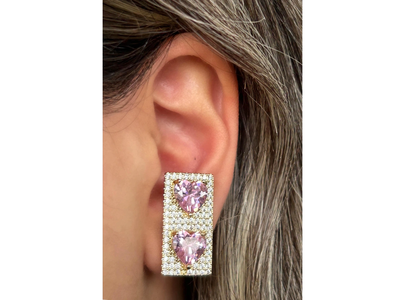 Altın Renk Kalp Figürlü 14K Altın Kaplama TX Kulak Aksesuarı (Tek)