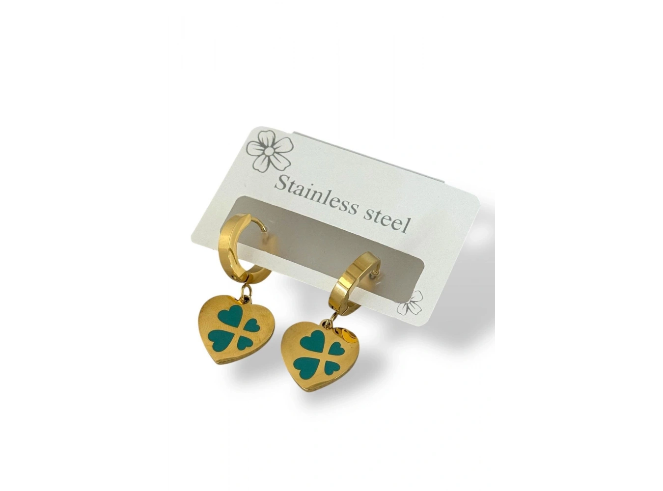 Altın Renk Kalp Figürlü Çelik Küpe (Çift)