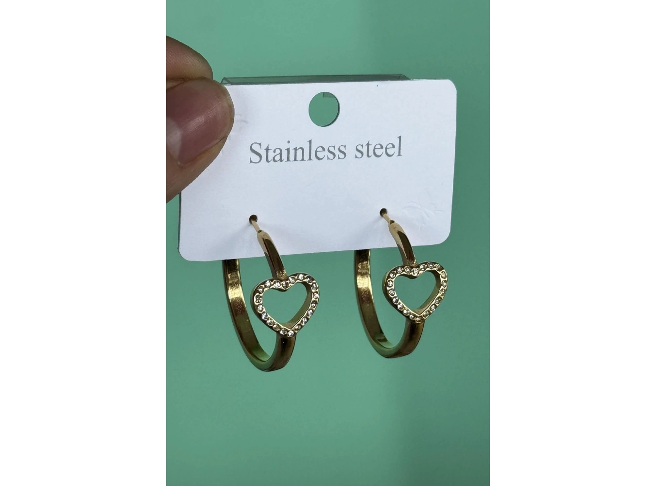 Altın Renk Kalp Figürlü Çelik Küpe (Çift)