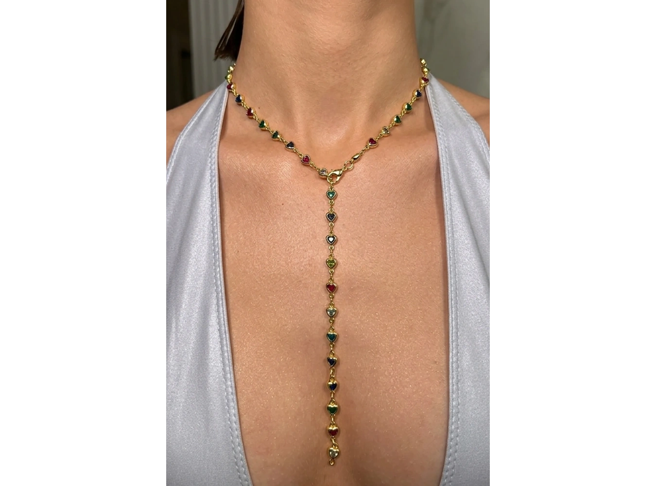 Altın Renk Kalp Figürlü Çelik Y Kolye