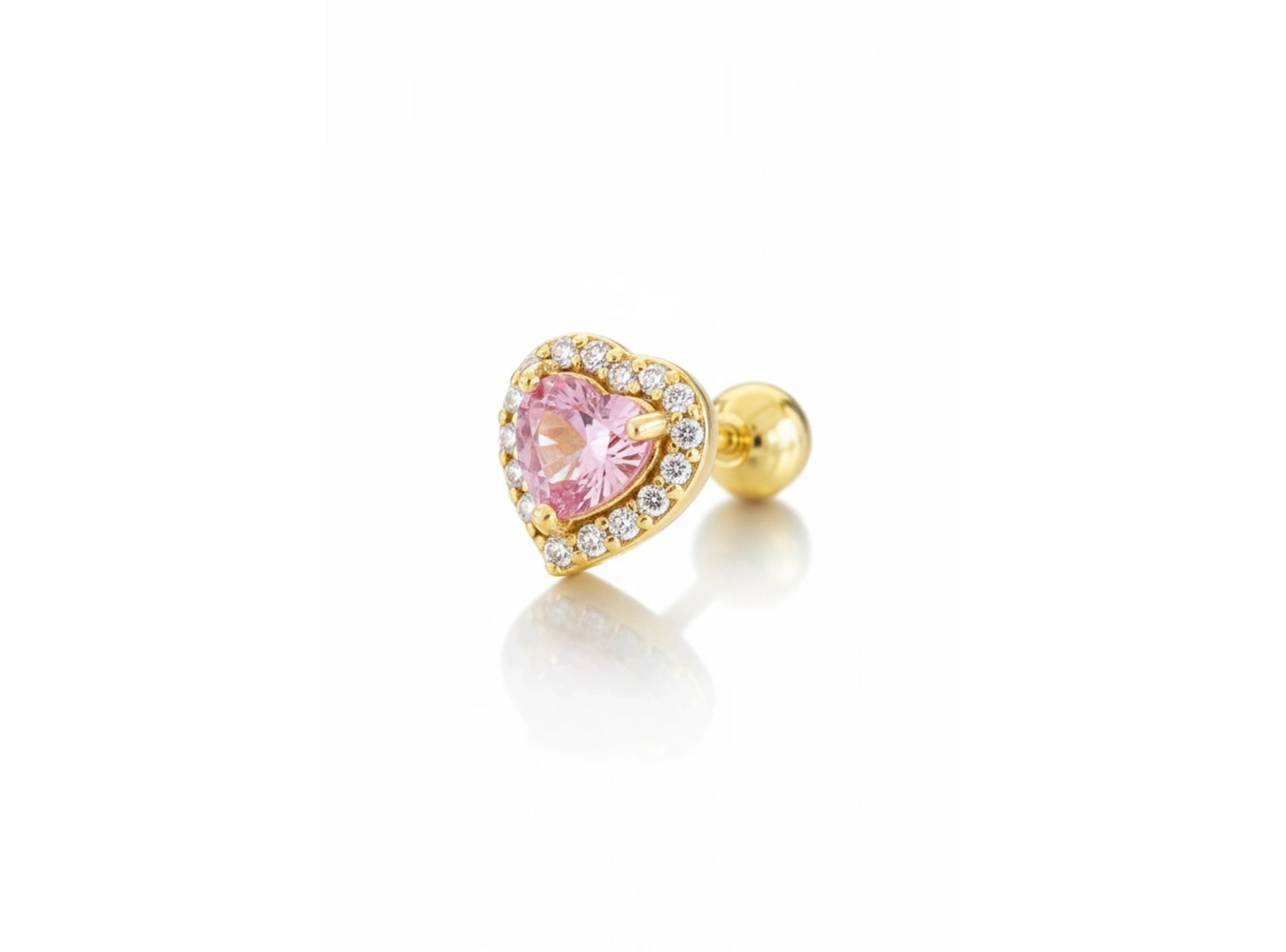 Altın Renk Kalp Figürlü Cerrahi Çelik Tragus/Kıkırdak Küpe/Piercing (Tek)