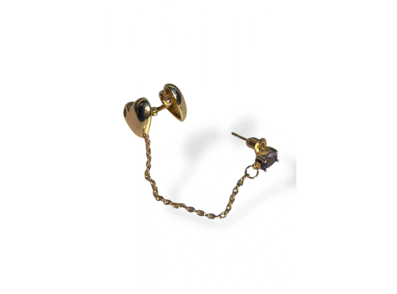 Altın Renk Kalp Figürlü Ear Cuff Küpe (Tek)