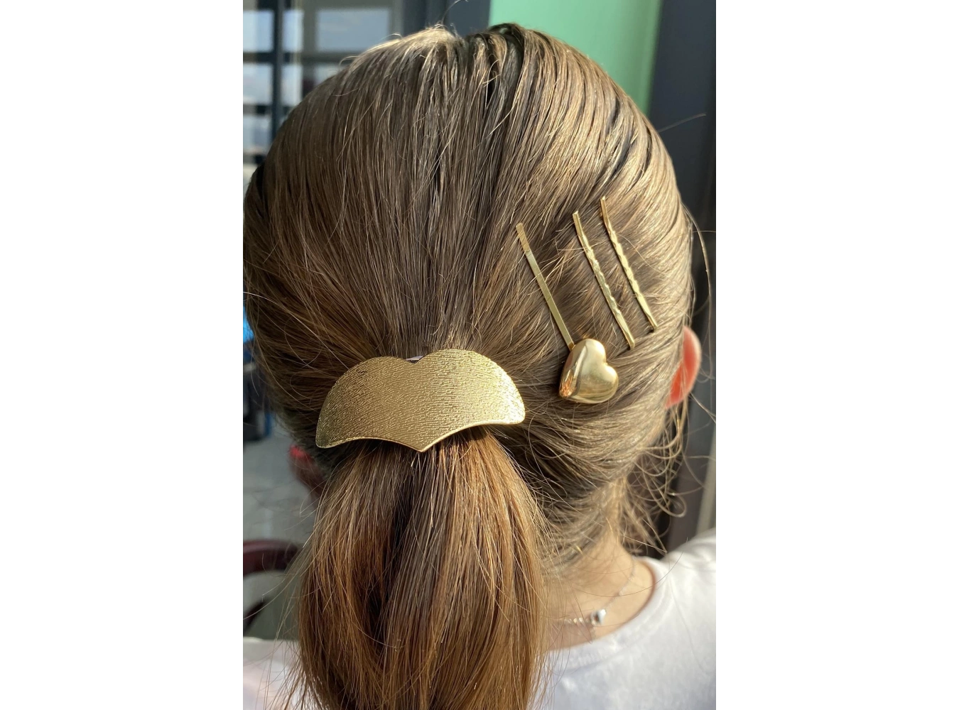 Altın Renk Kalp Figürlü Lastik Ve Tel Toka Set