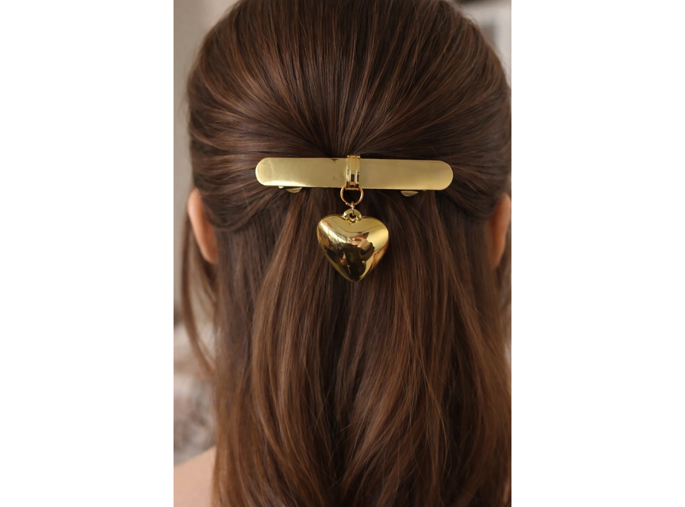 Altın Renk Kalp Figürlü Metal Otomat Toka