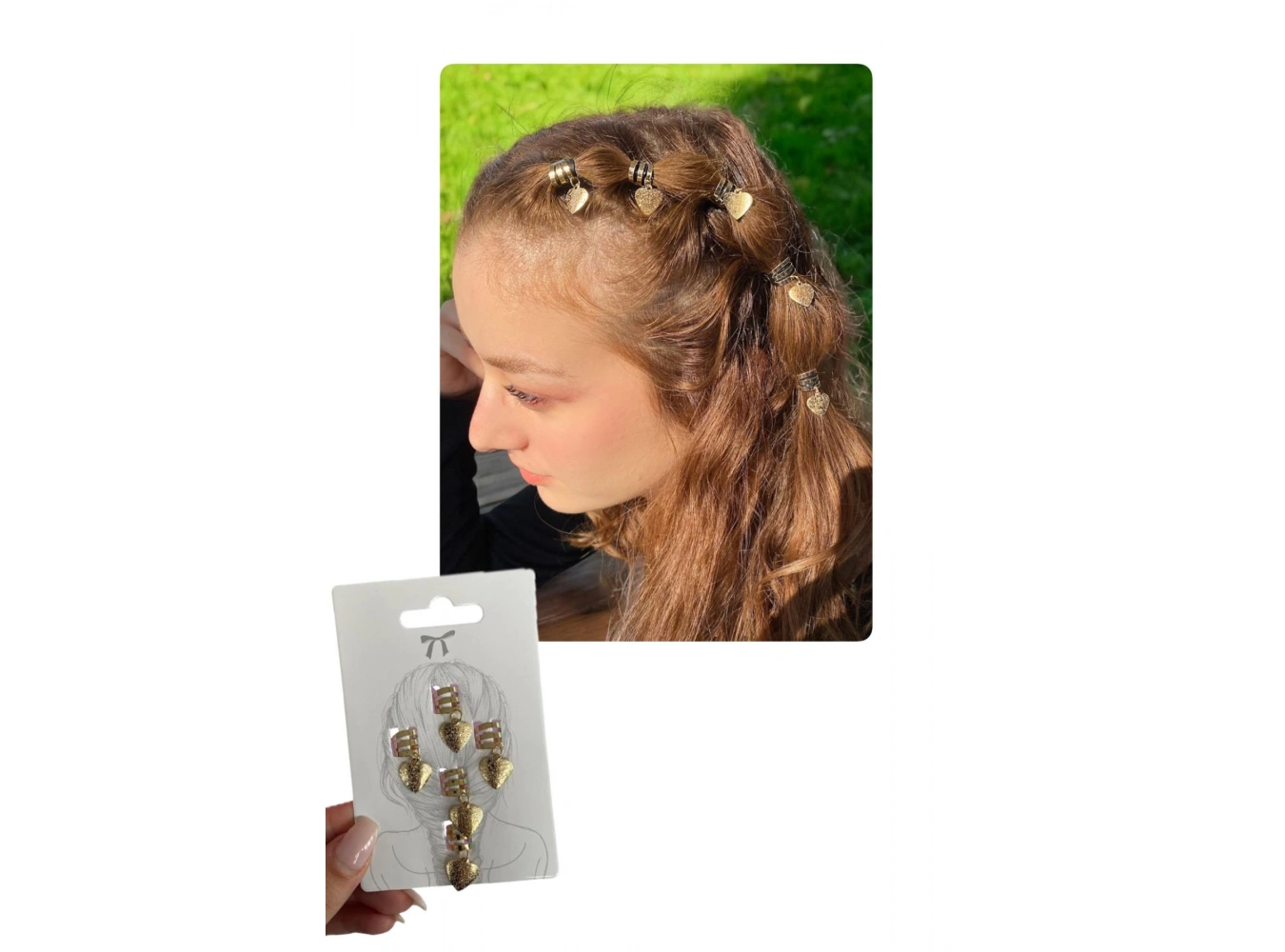 Altın Renk Kalp Figürlü Saç Küpesi