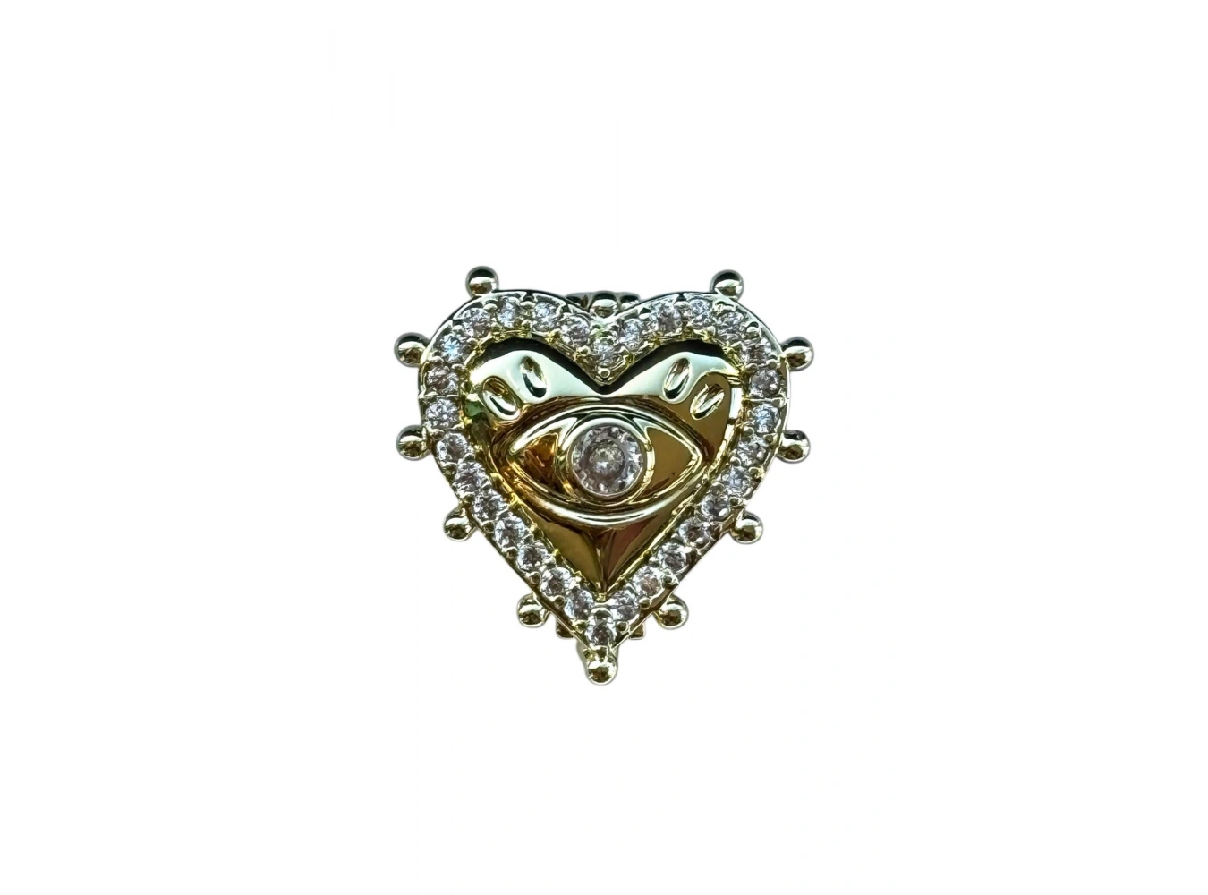 Altın Renk Kalp Figürlü Taş Detaylı Ajda Charm / Kolye/ Bileklik Ucu