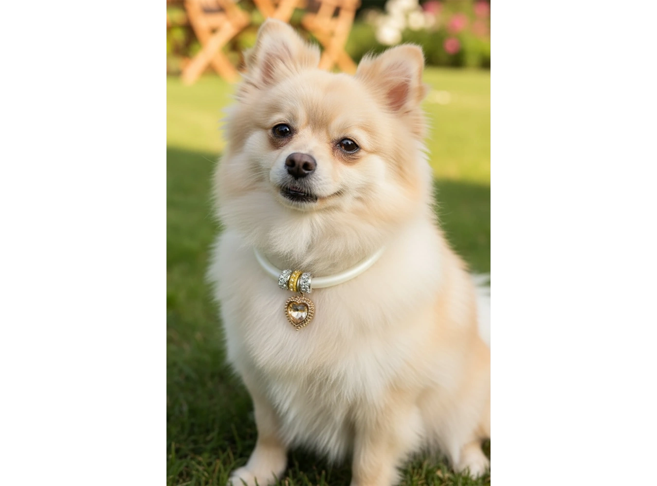 Altın Renk Kalp Figürlü Taş Detaylı L Beden Kedi Köpek Tasma