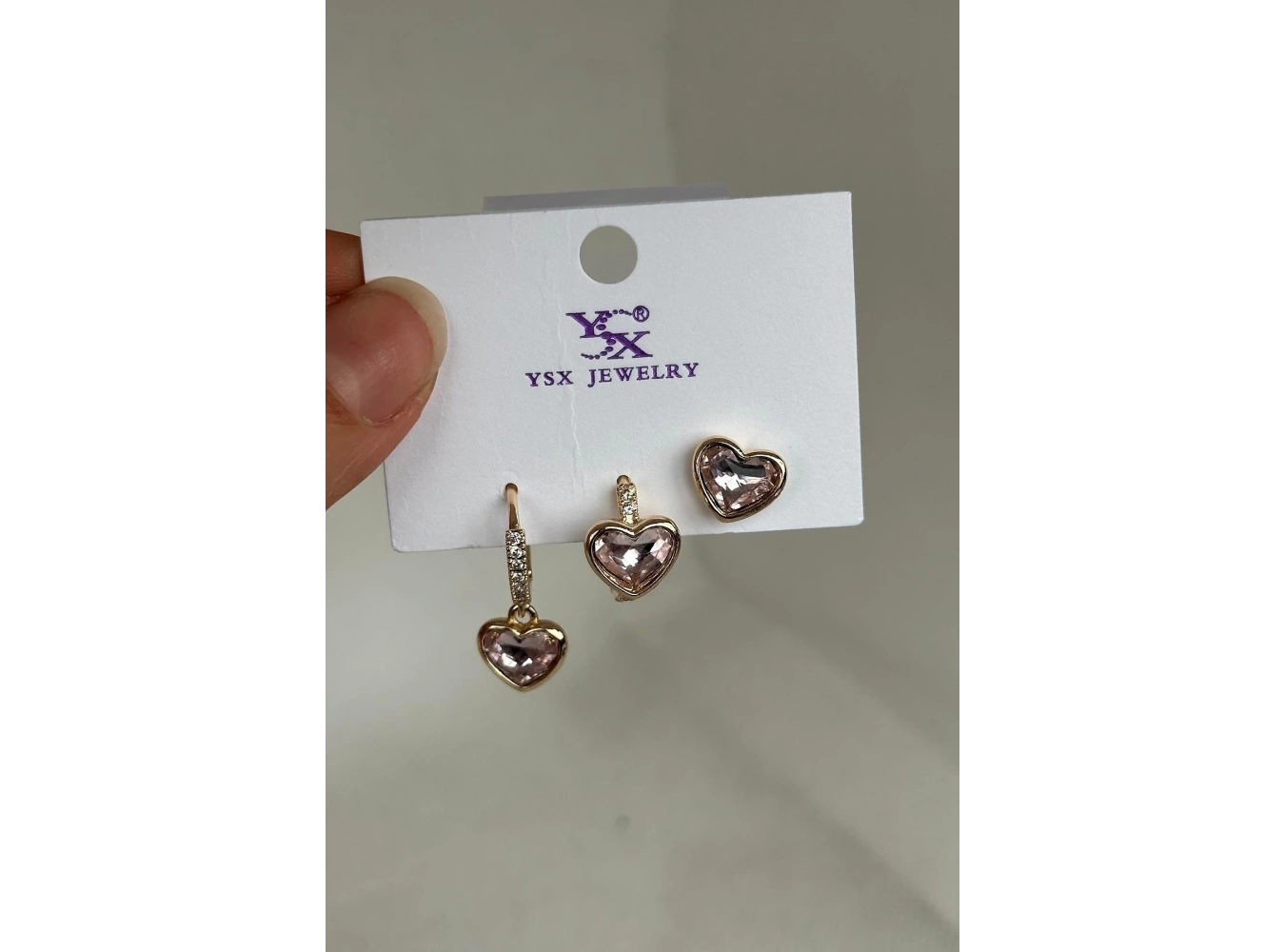 Altın Renk Kalp Figürlü Taş Detaylı VİP 3lü YSX Küpe Set