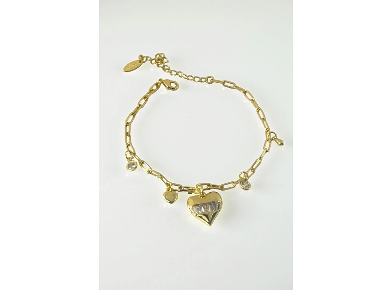 Altın Renk Kalp Figürlü Taş Detaylı YSX Bileklik