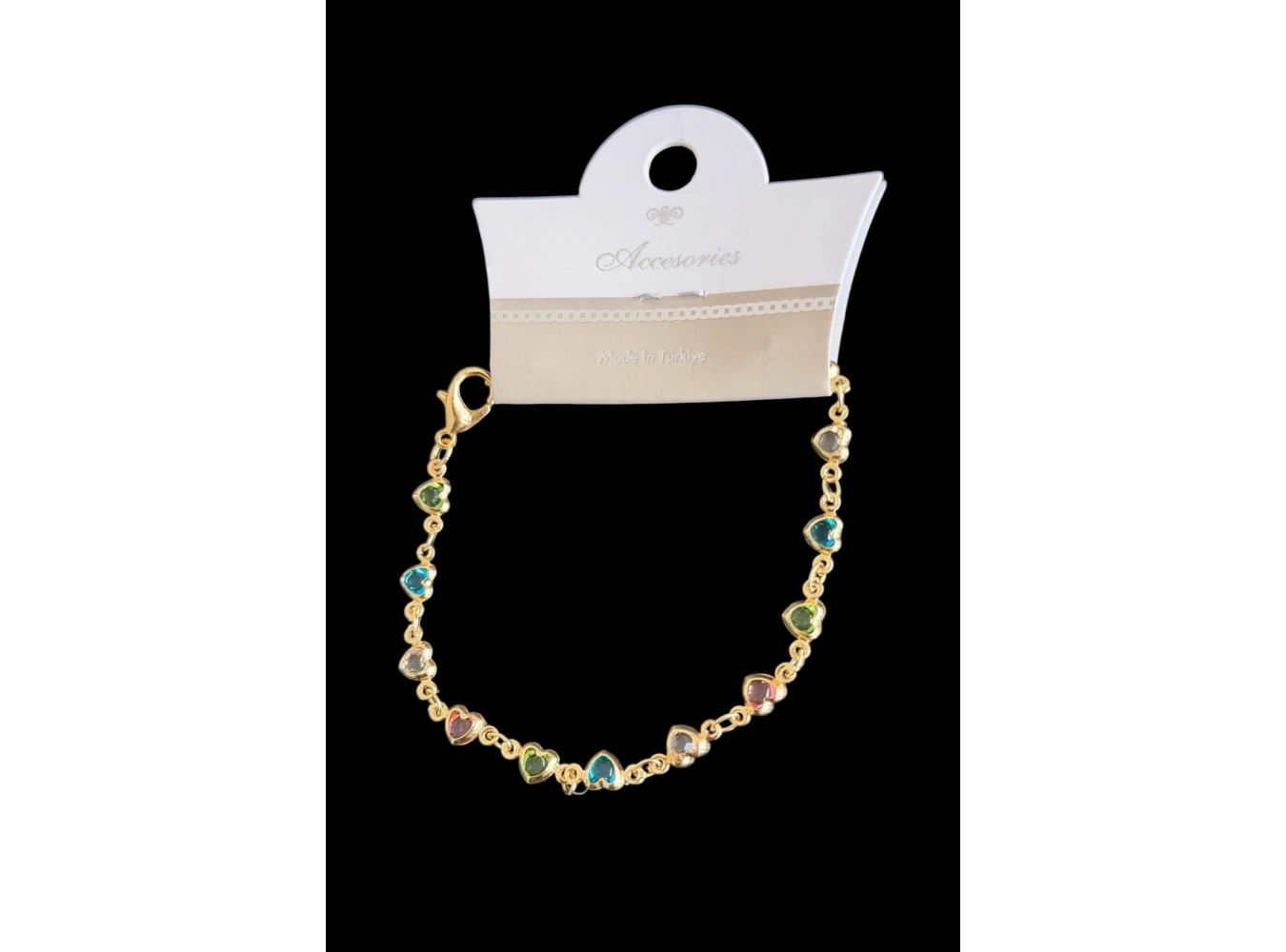 Altın Renk Kalp Figürlü Zincir Bileklik