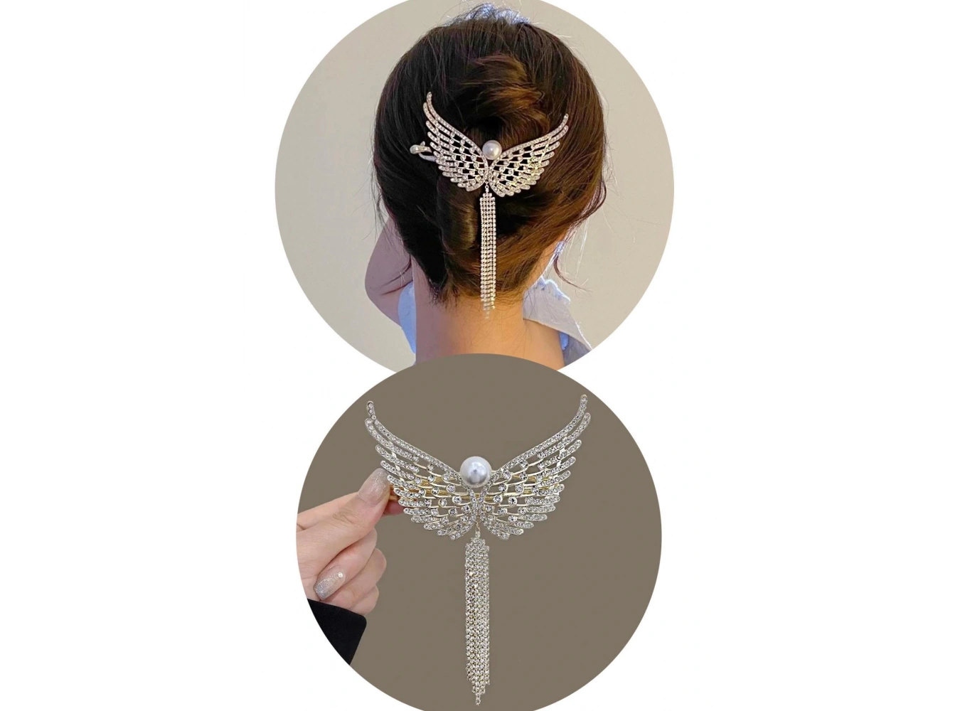 Altın Renk Kanat Figürlü İnci Detaylı Otomat Toka