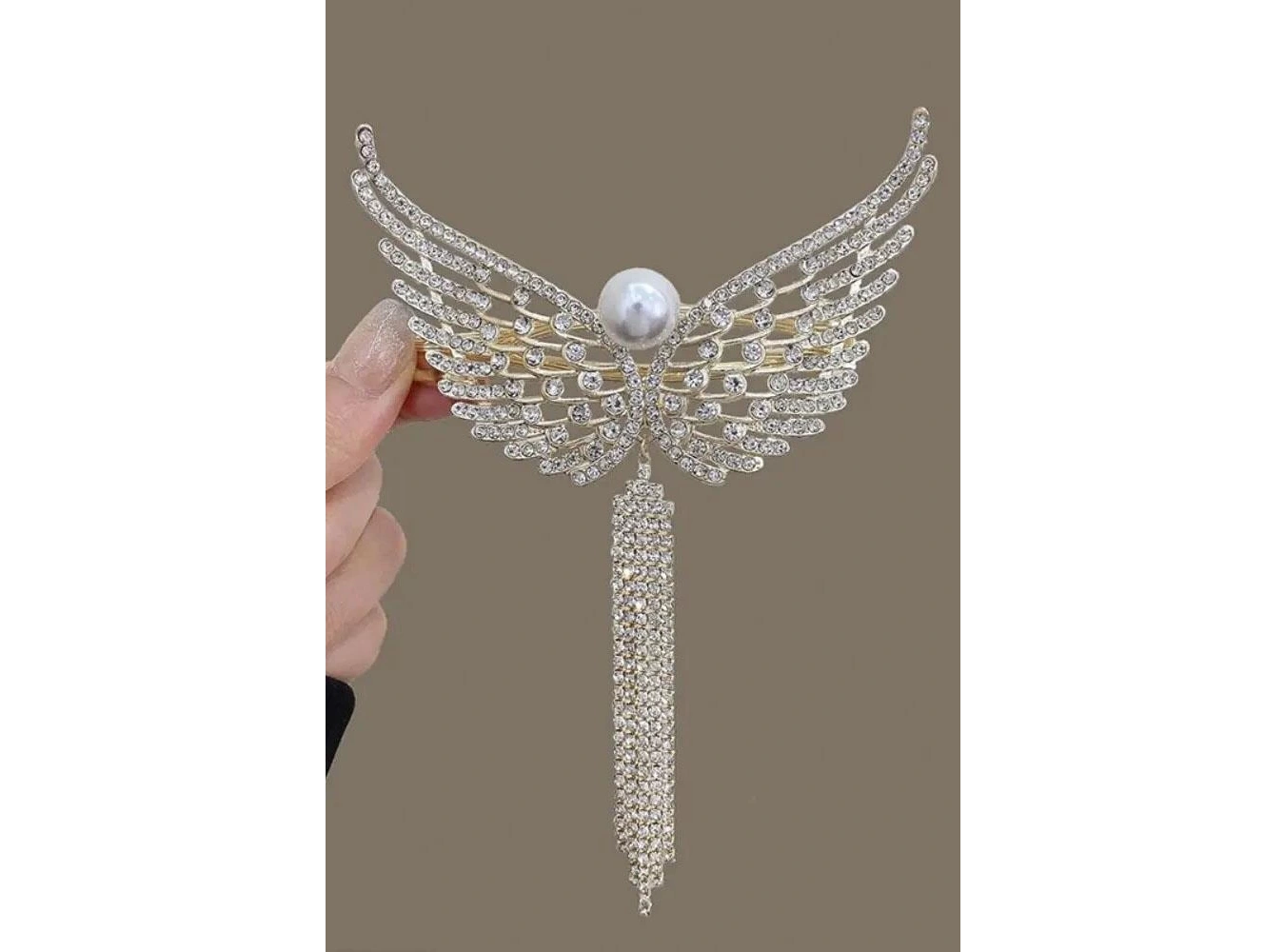 Altın Renk Kanat Figürlü İnci Detaylı Otomat Toka