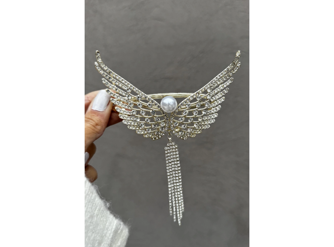 Altın Renk Kanat Figürlü İnci Detaylı Otomat Toka