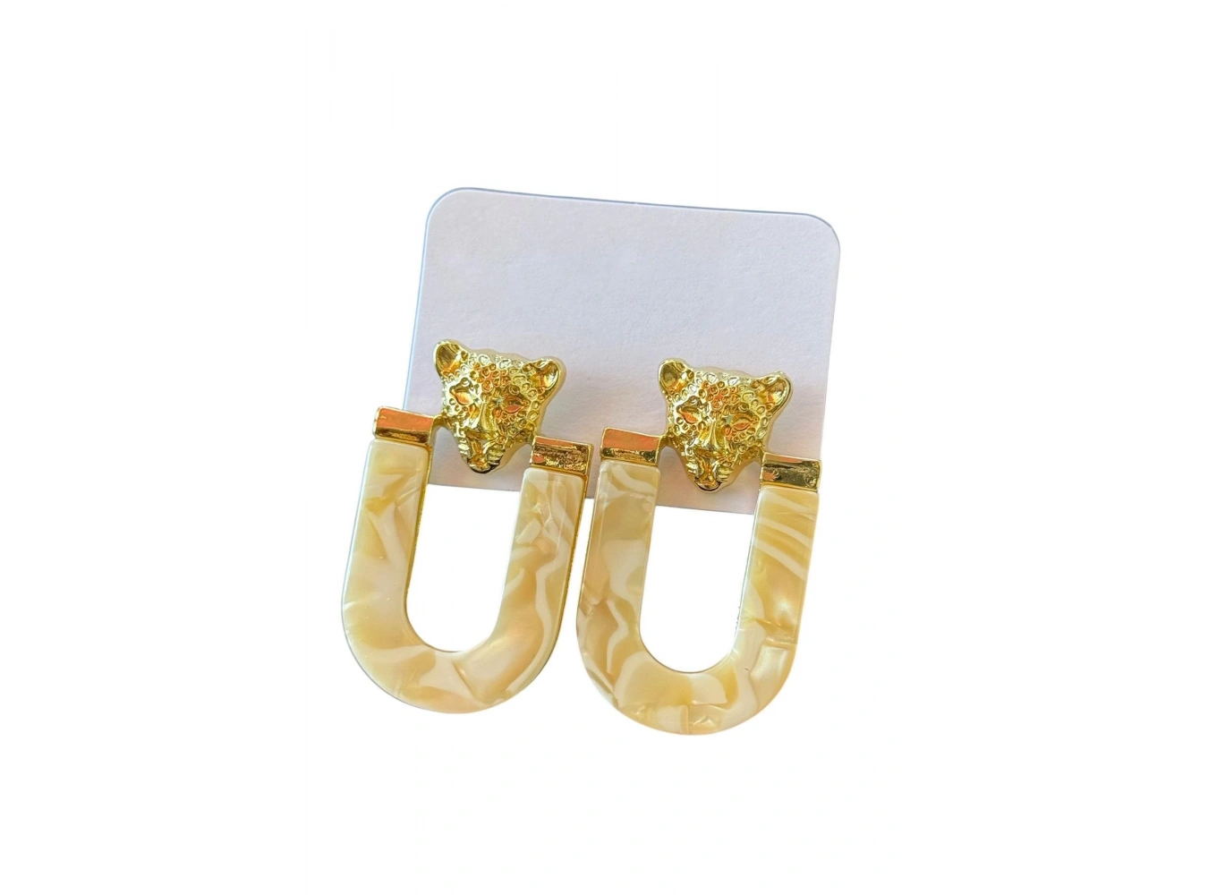 Altın Renk Kaplan Figürlü Küpe (Çift)